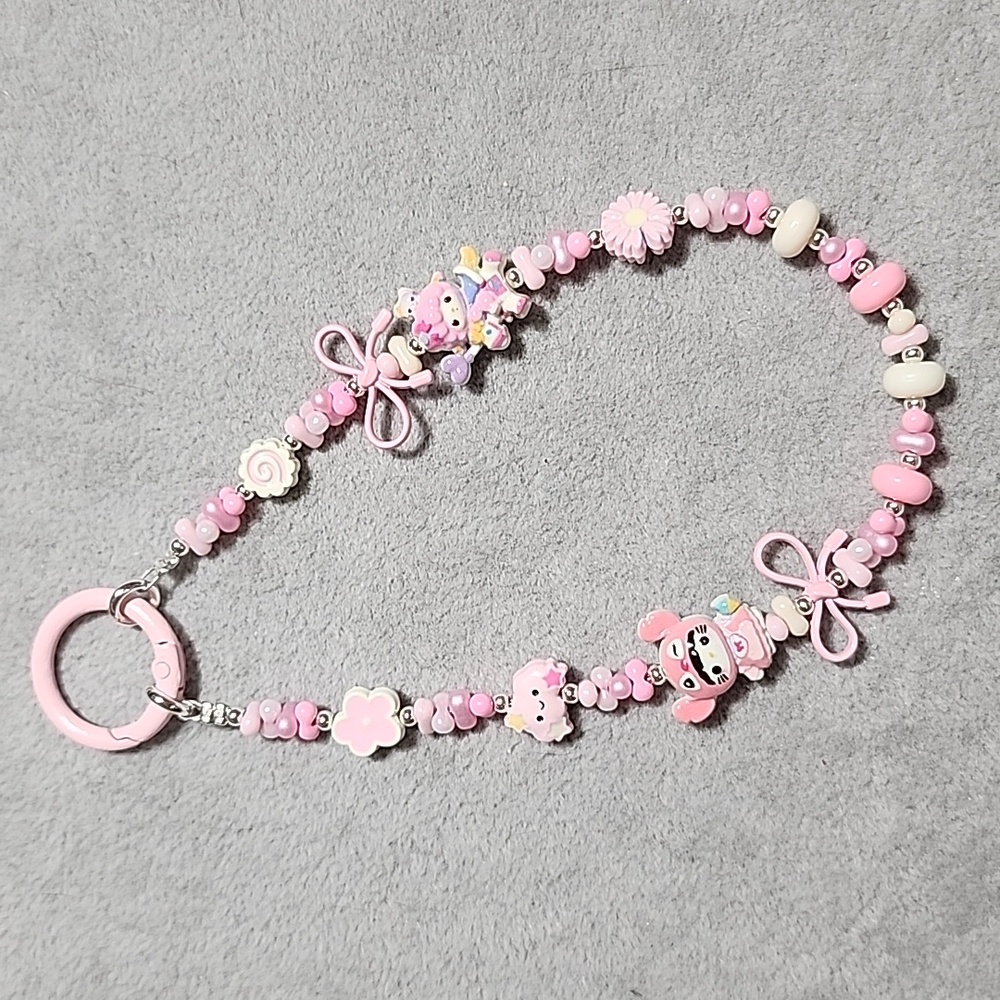 Pink Hello Kitty Beaded Phone Strap/ Bag Charm